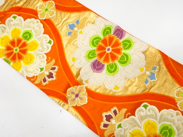 アンティーク　立涌に華紋織り出し袋帯（着用可）